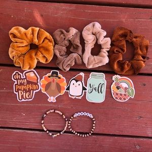 Fall/thanksgiving bracelet scrunchie & sticker set